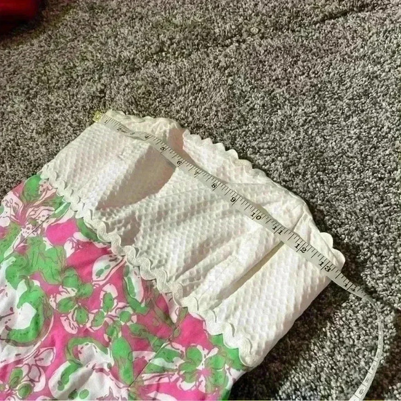 Lilly Pulitzer Strapless Dress Size 4 Tie Back Floral White Green Pink - Picture 5 of 11